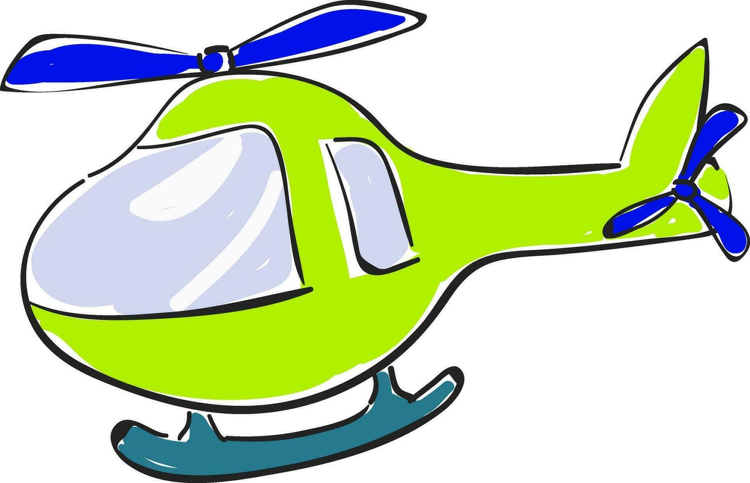 A utility aircraftA small green helicopter, vector or color illustration.