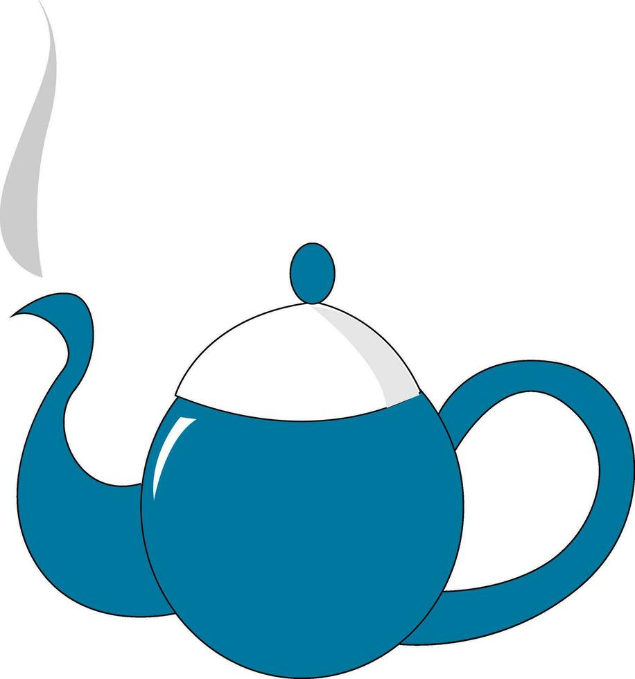 Clipart of a blue-colored teapotEvening snacks time, vector or color illustration.