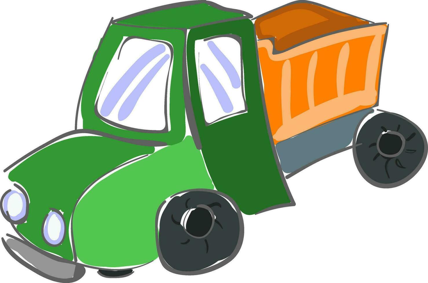 tugurio camionel vistoso pintura de el grande bienes vehículo, camiónsemitractor remolques, vector o color ilustración.