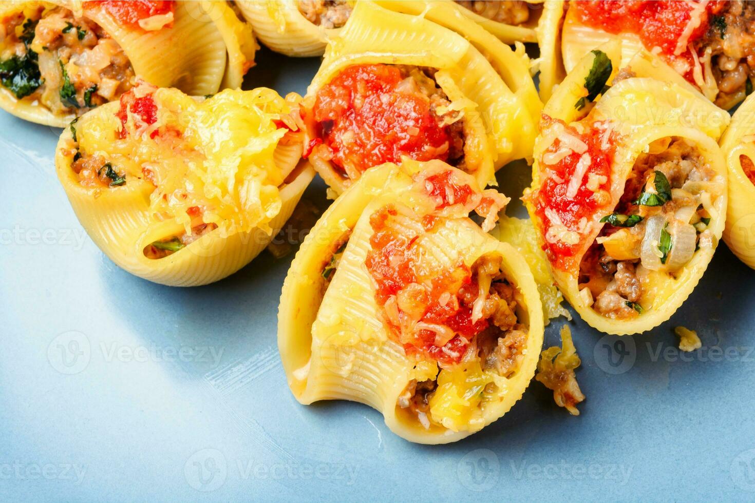 Pasta stuffed with meat photo