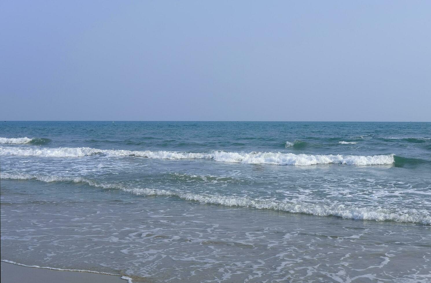 Beautiful summer of Horizon in heaven tropical seascape and paradise of turquoise water in calm ocean. Happiness with sand and beach photo