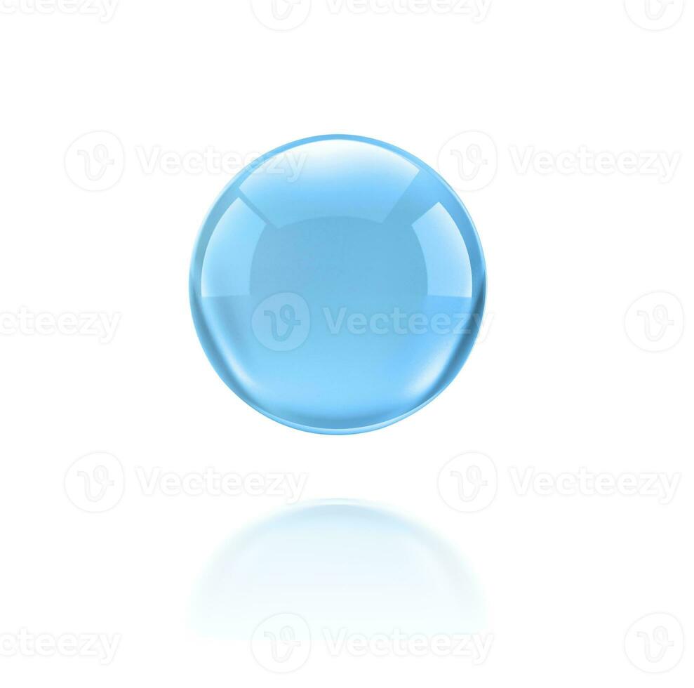 Blue shiny water drop on white background photo