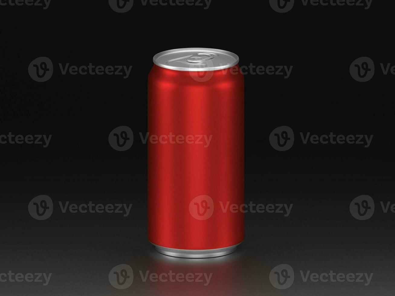 Red aluminium cans on black background photo