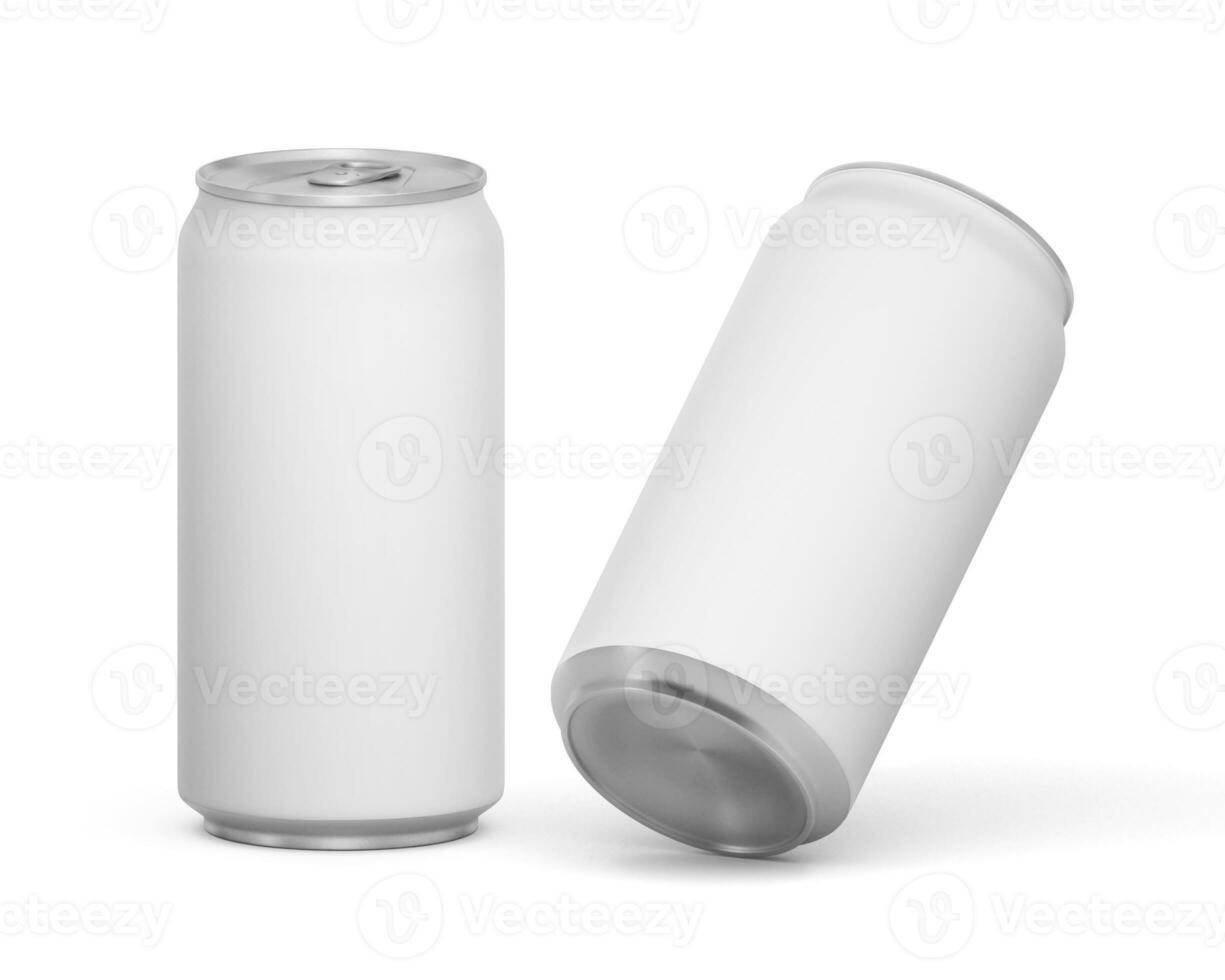 Aluminum drink can mockup isolated on white background photo