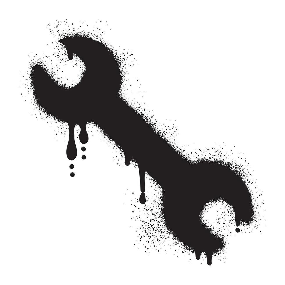 Wrench graffiti with black spray paint vector