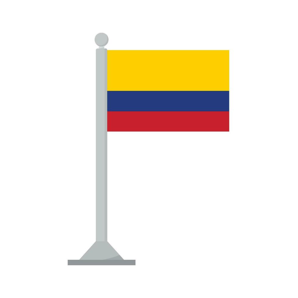 bandera de Colombia en asta de bandera aislado vector