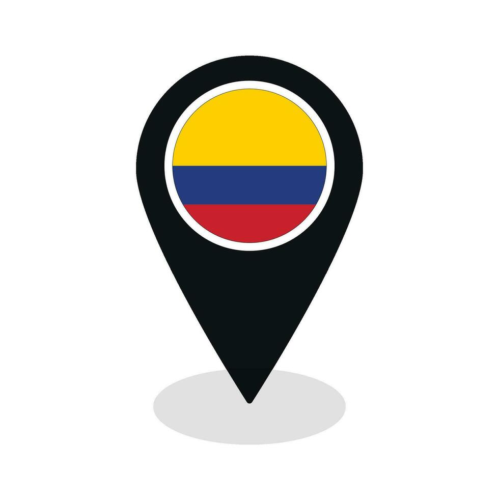 Flag of Colombia flag on map pinpoint icon isolated black color vector