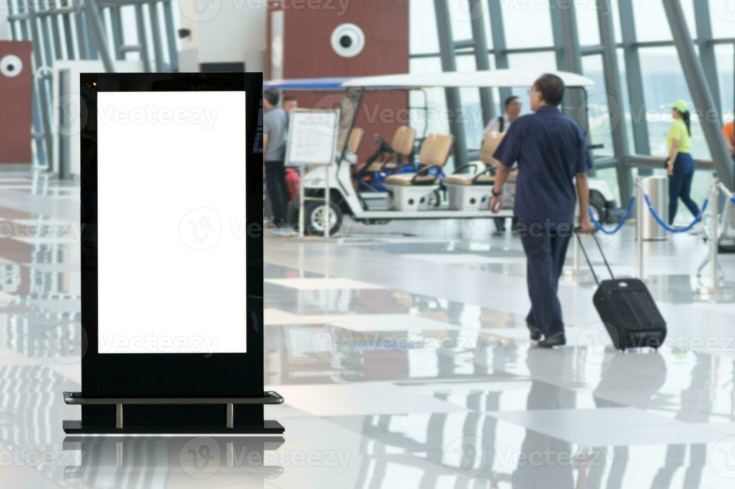 Blank advertising billboard at airport,mockup poster media template ads display photo