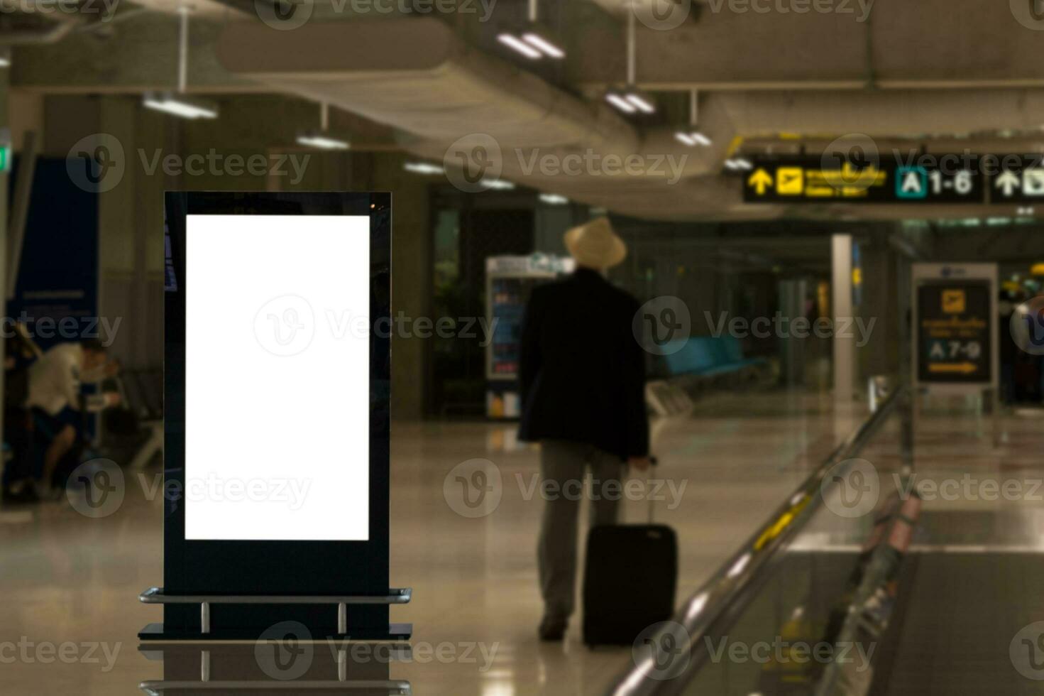 Blank advertising billboard at airport,mockup poster media template ads display photo