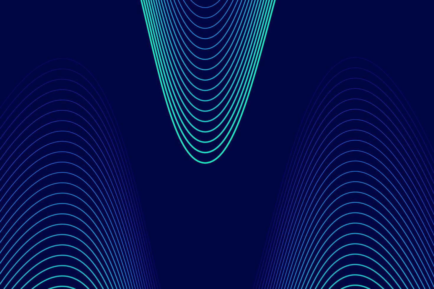 Dark blue abstract background, modern futuristic technology, wavy shiny glowing lines. Vector illustration