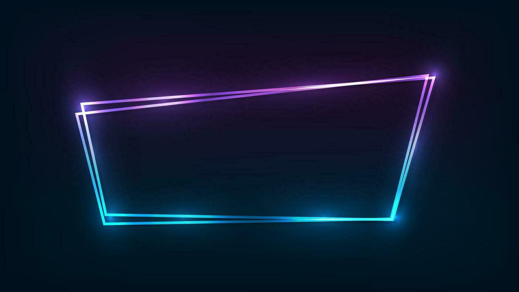 Neon double frame with shining effects vector