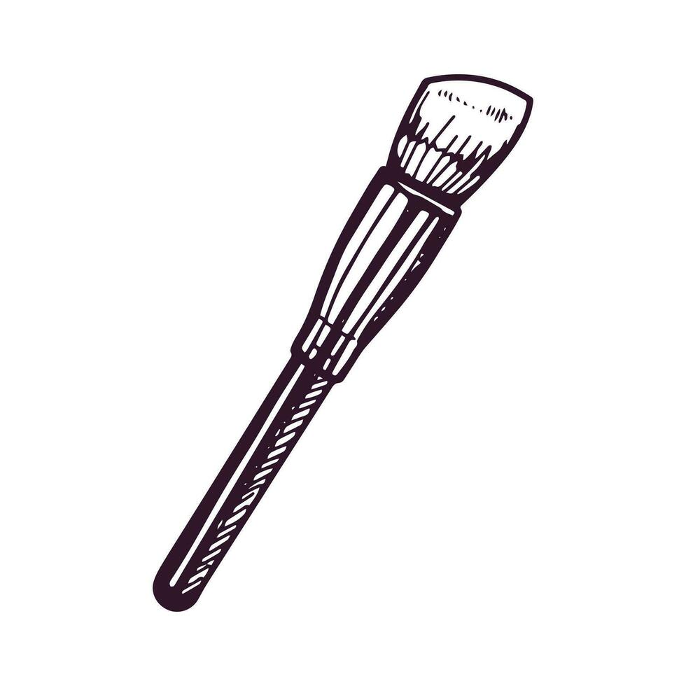 Hand-drawn cosmetic brush, beauty cosmetic element, self care. Illustration for beauty salon, cosmetic store, makeup design. Doodle sketch style. vector