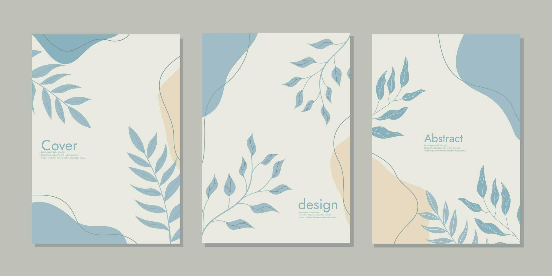 set of book cover designs with hand drawn floral decorations For book, binder, diary, planner, brochure, notebook, catalog. abstract boho botanical background A4 size. vector