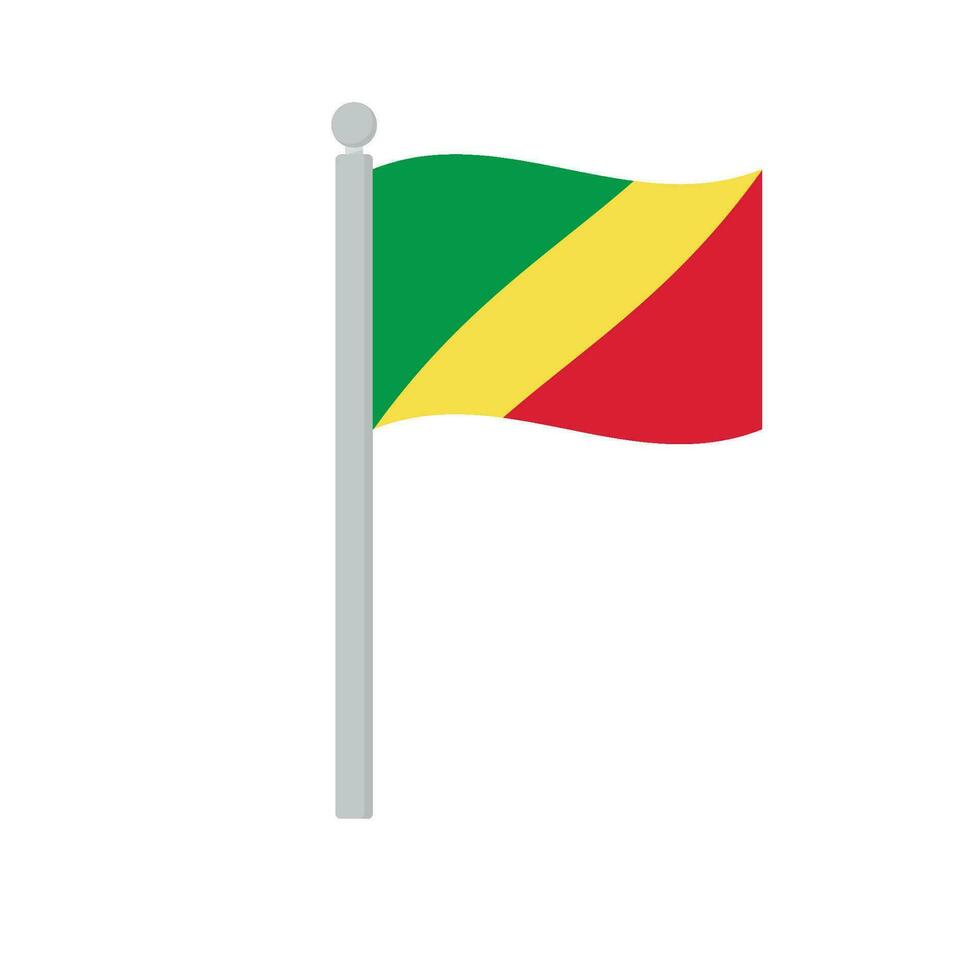 Flag of Republic of the Congo on flagpole isolated vector