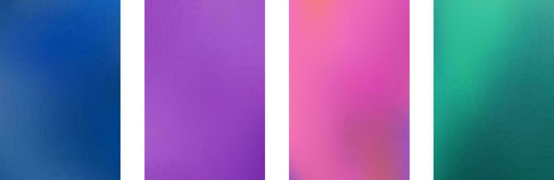 Set abstract gradient blurred background in bright vivid color. Blur vector wallpaper.