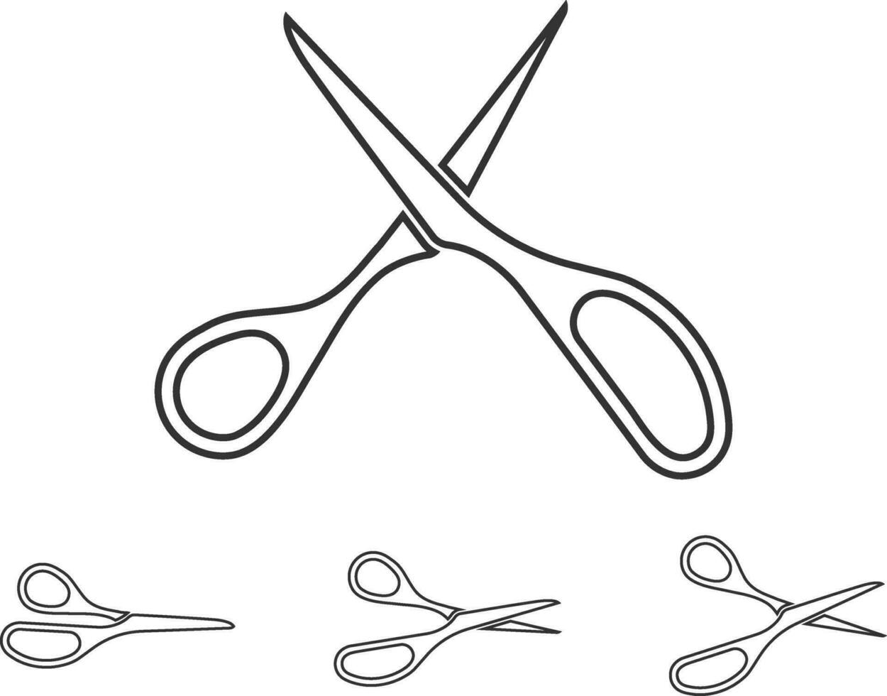 Set scissor icon. Scissors vector design element or logo template. Black and white silhouette isolated.