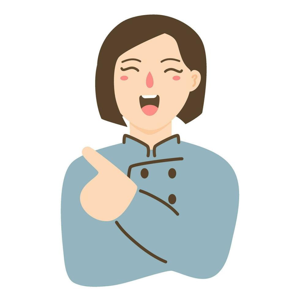 bakery chef girl welcome smiling vector