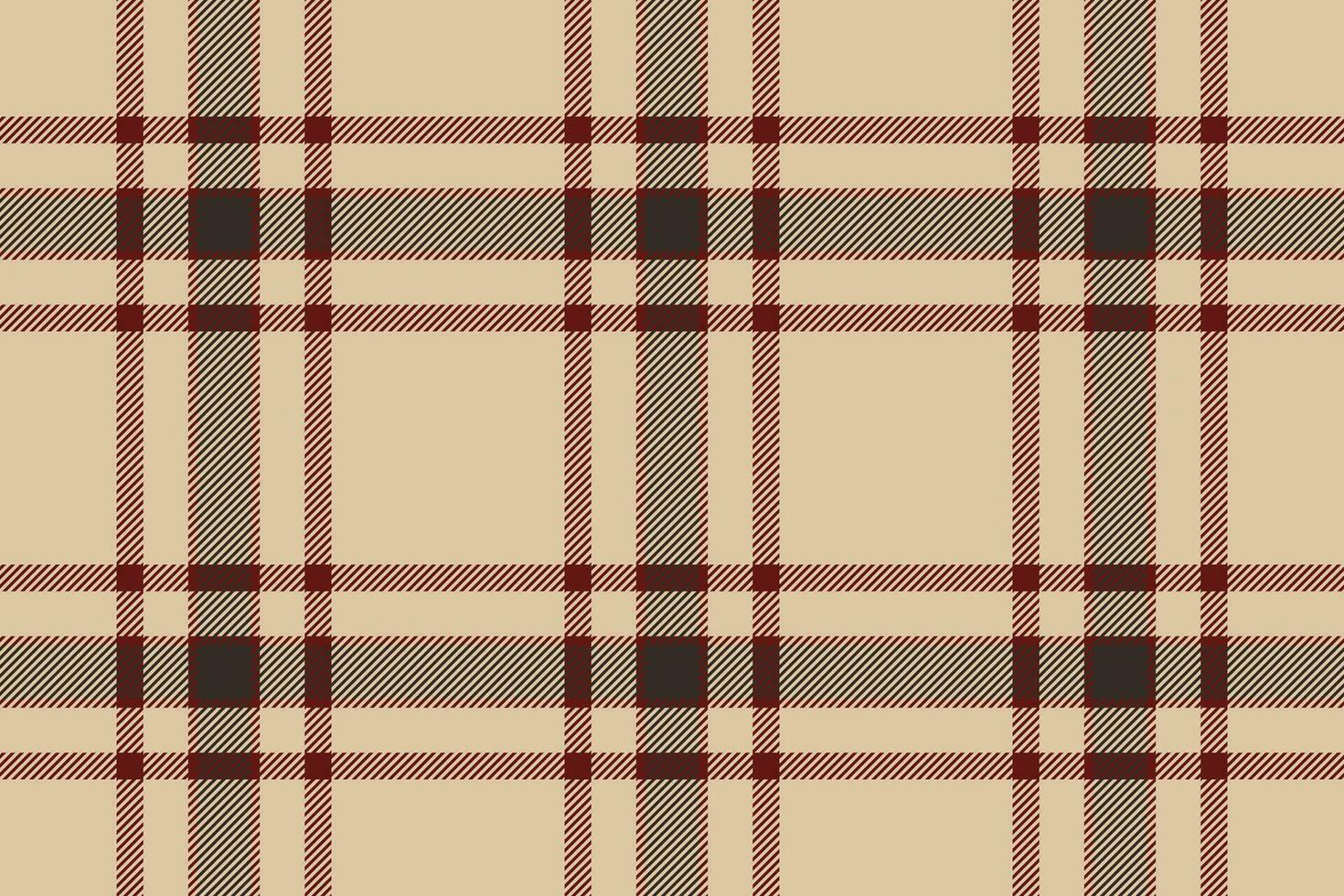 Plaid background, check seamless pattern in beige. Vector fabric texture for textile print, wrapping paper, gift card or wallpaper.