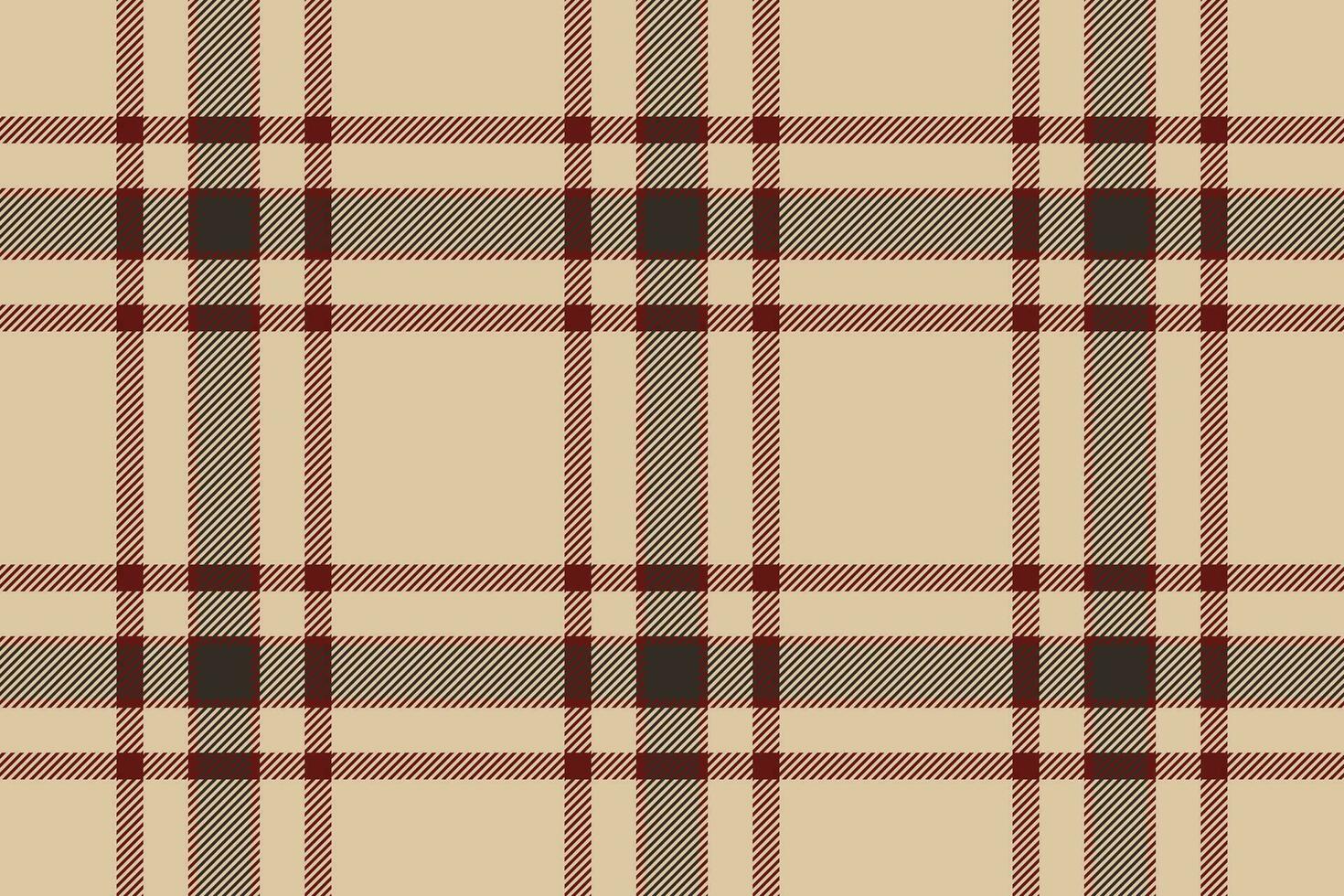 Plaid background, check seamless pattern in beige. Vector fabric texture for textile print, wrapping paper, gift card or wallpaper.