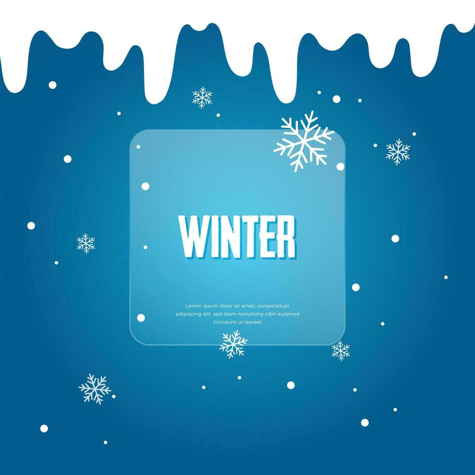 Glassmopism Winter Social Media Post Template Design vector