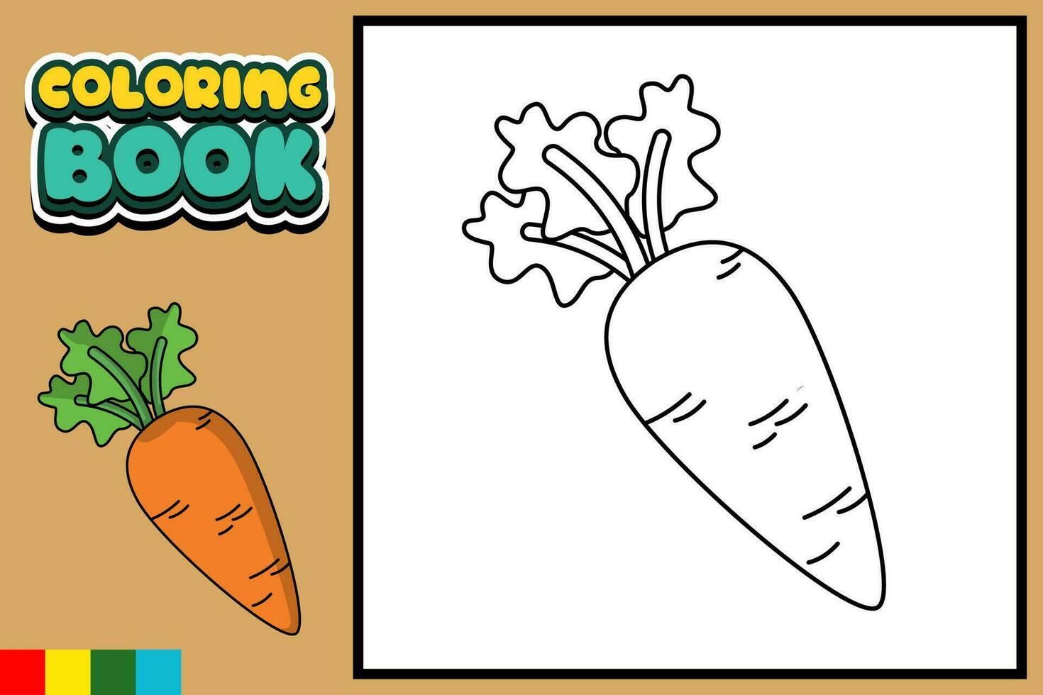 vector colorante libro para niños Zanahoria