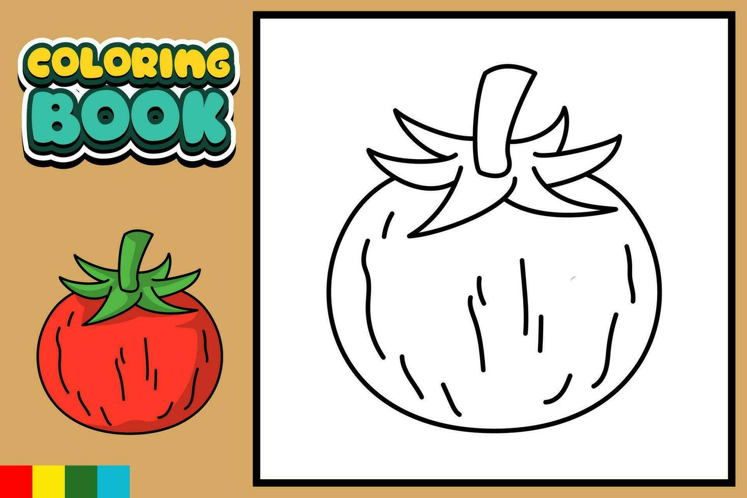 vector colorante libro para niños tomate