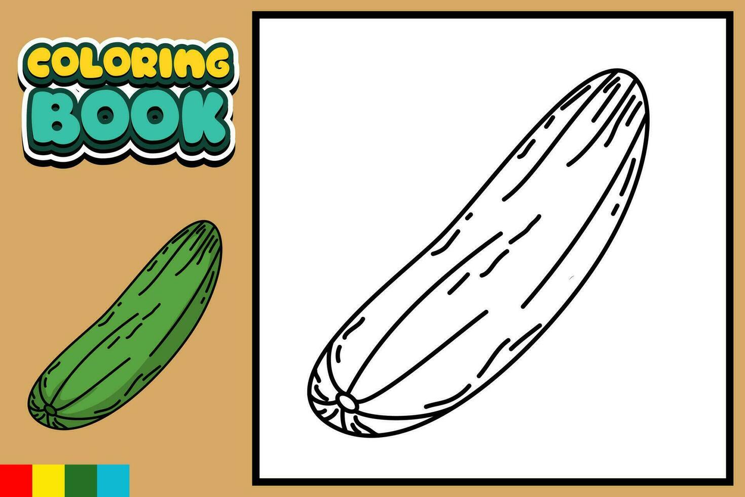 vector colorante libro para niños Pepino