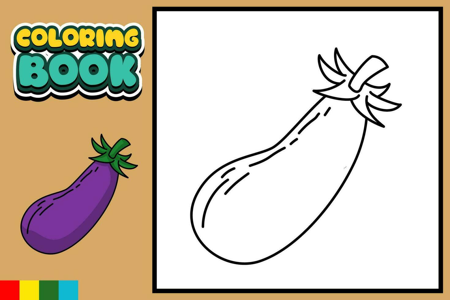 Vector coloring book for children eggplant