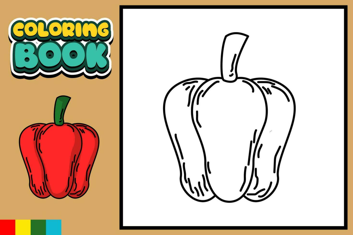 Vector coloring book for children paprika
