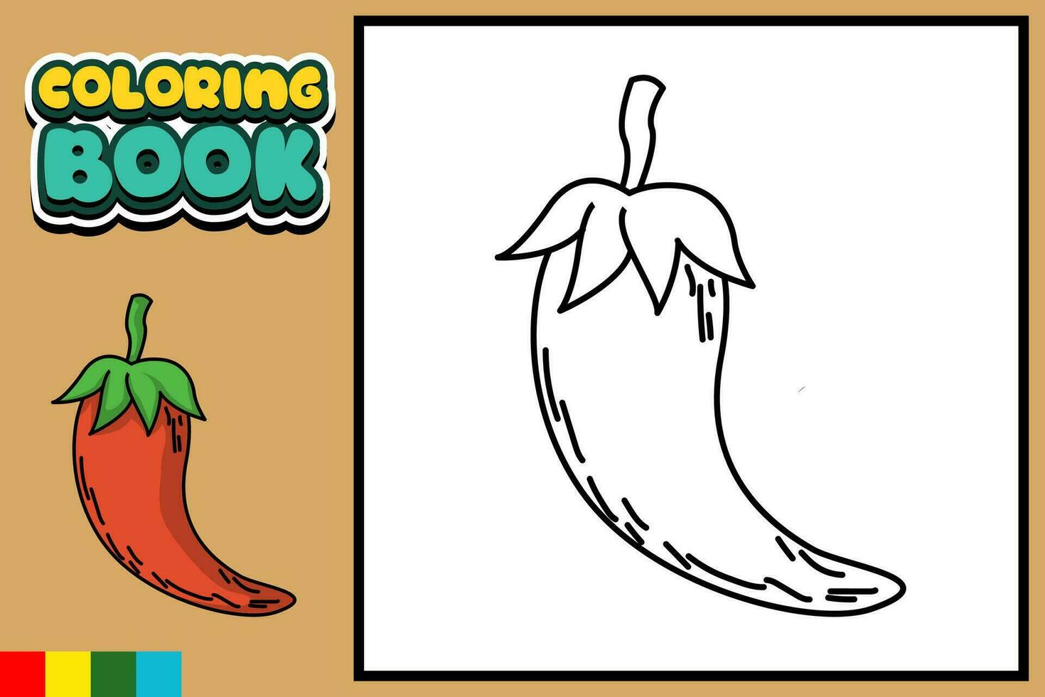 Vector coloring book for children chili