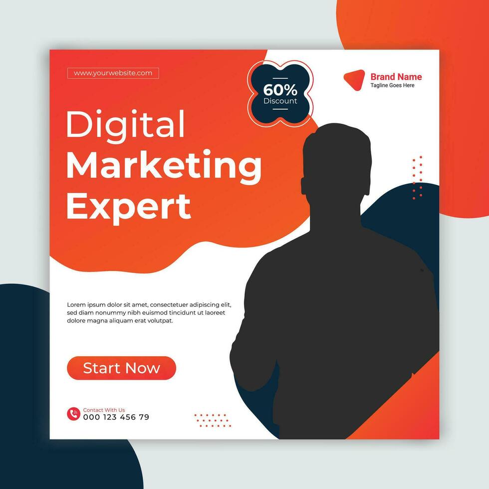 Digital marketing social media banner or post template vector