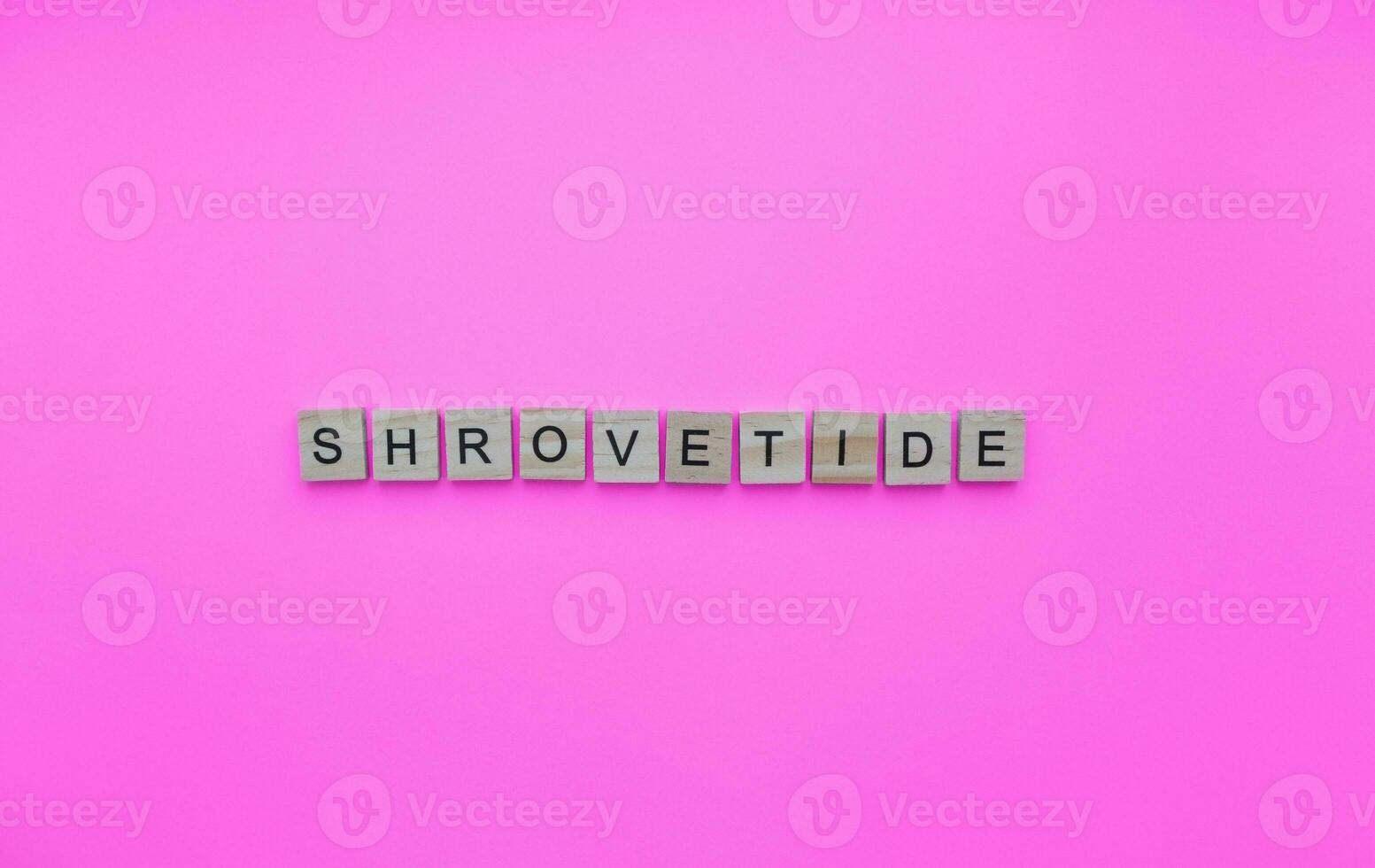 February 20-26, Shrovetide, a minimalistic banner with an inscription in wooden letters photo