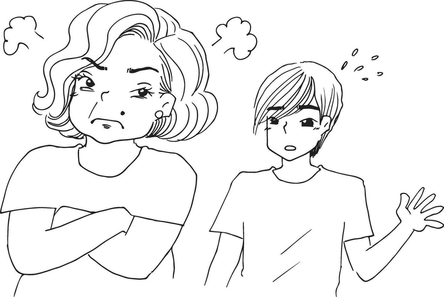 son talking with mother vector