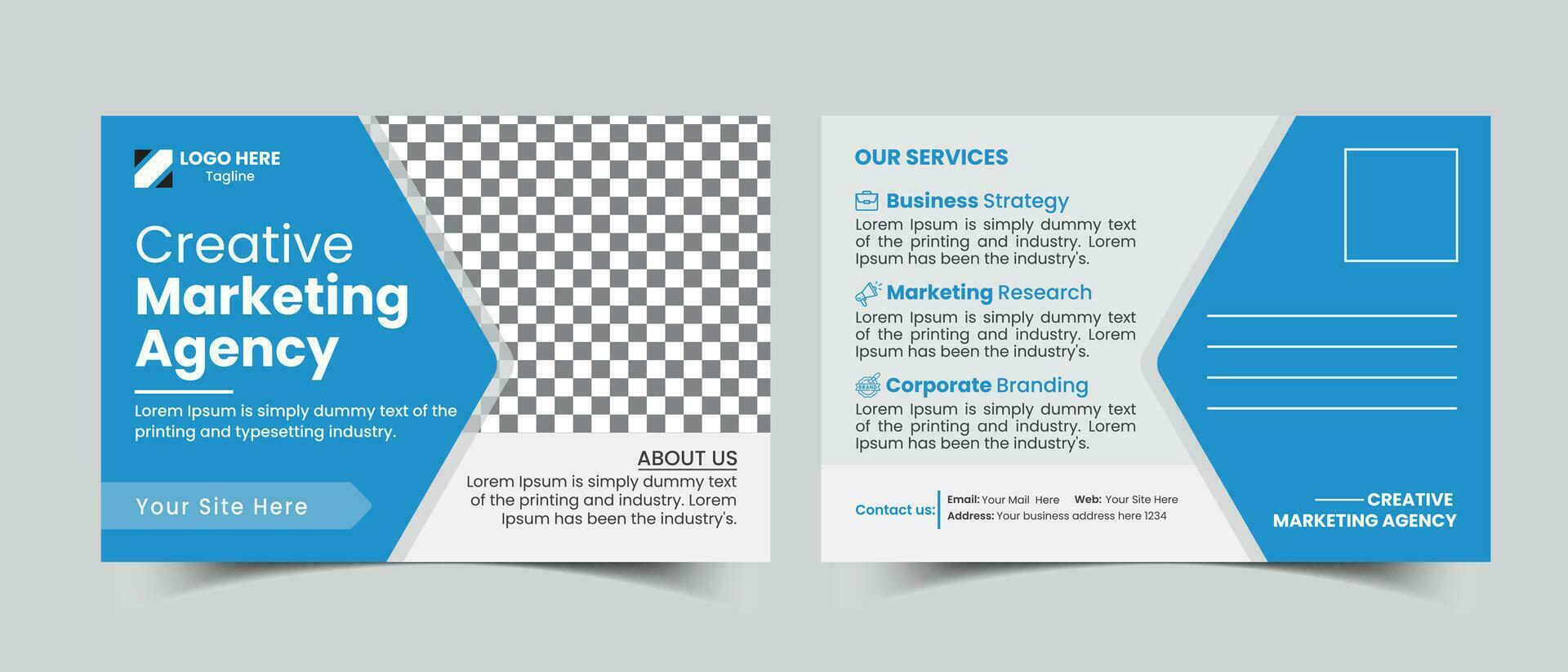 Creative marketing agency postcard design template. EDDM postcard design template. Print ready template design. vector