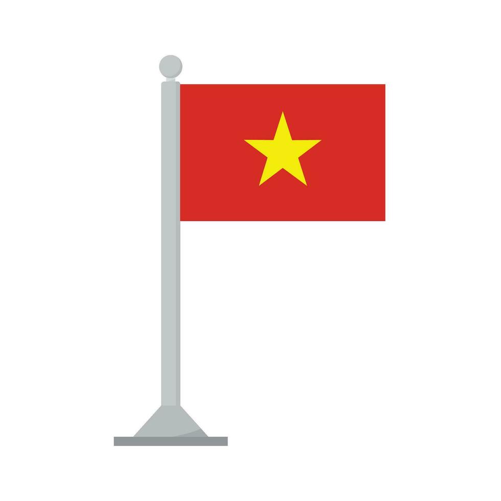 Flag of Vietnam on flagpole isolated vector