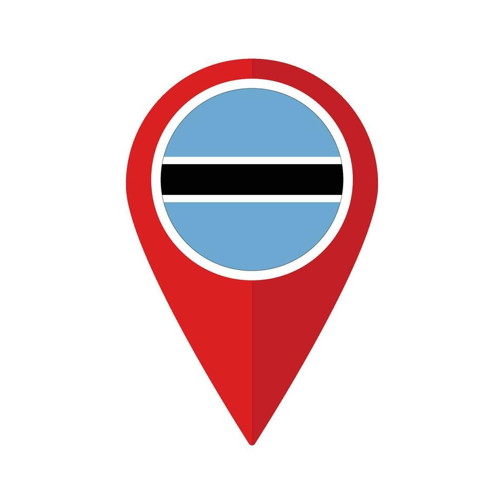 Flag of Botswana flag on map pinpoint icon isolated red color vector