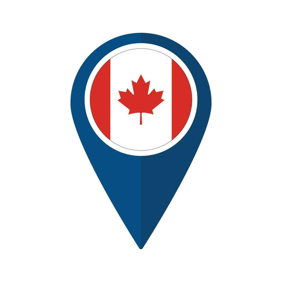 Flag of Canada flag on map pinpoint icon isolated blue color vector