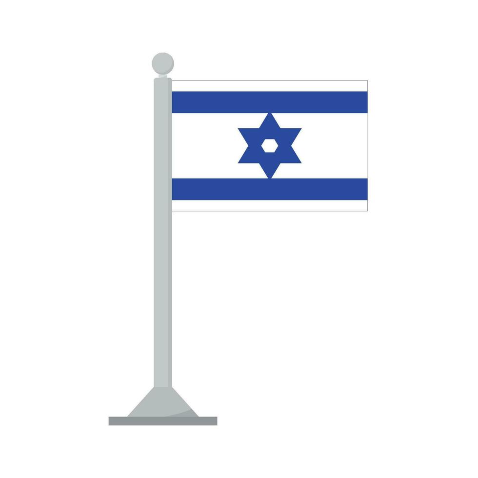 bandera de Israel en asta de bandera aislado vector