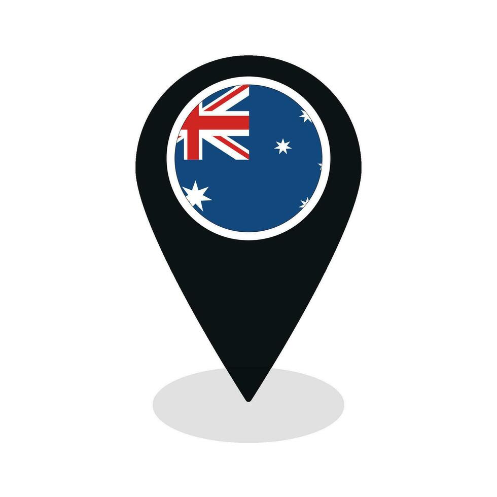 Flag of Australia flag on map pinpoint icon isolated black color vector