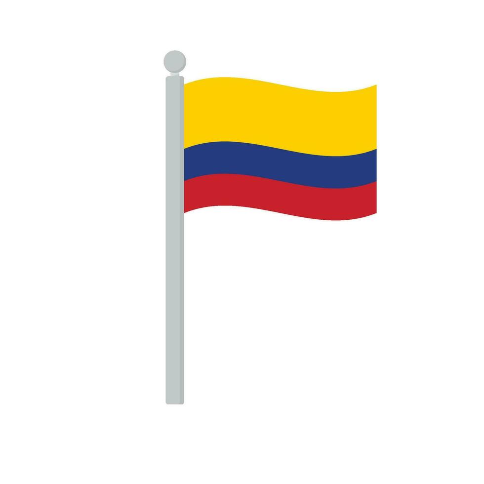 bandera de Colombia en asta de bandera aislado vector