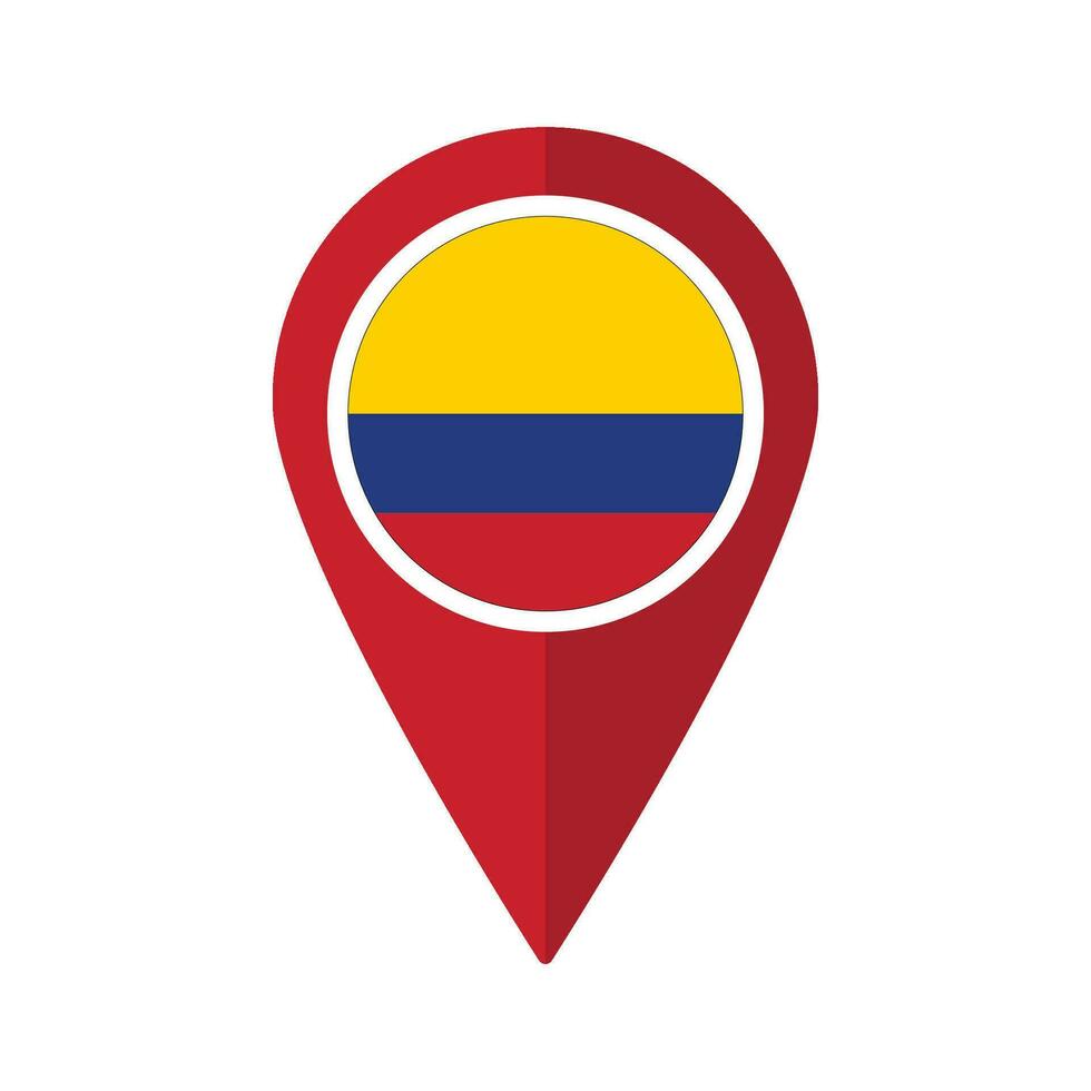 bandera de Colombia bandera en mapa determinar con precisión icono aislado rojo color vector