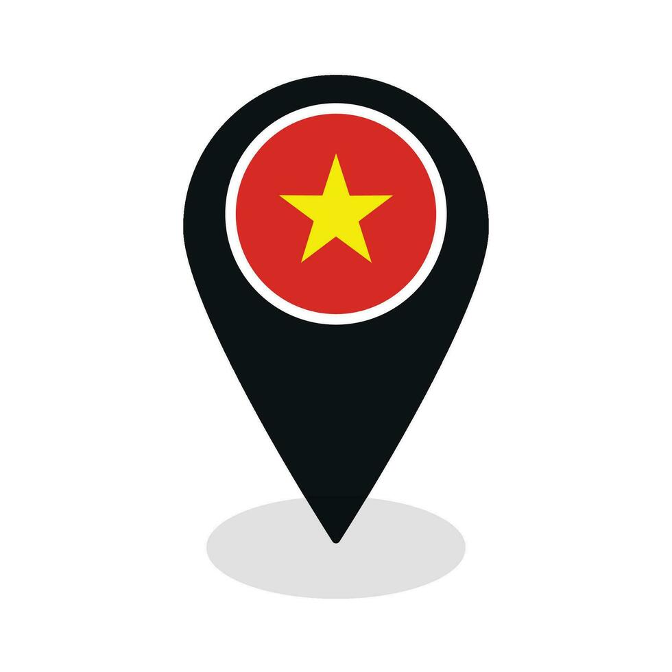 Flag of Vietnam flag on map pinpoint icon isolated black color vector