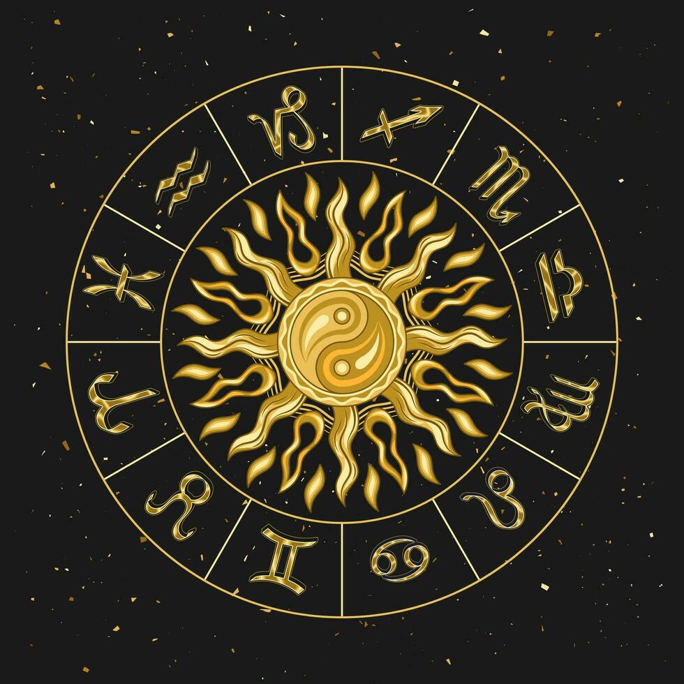 Horoscope wheel with zodiac signs, sun 34455742 Vector Art at Vecteezy