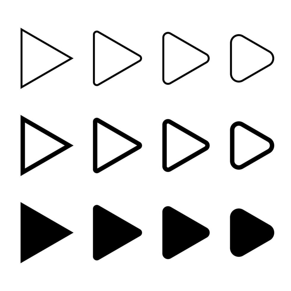 Play button vector in variation style. Video elements