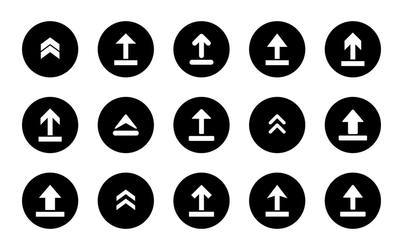 Upload icon vector in black circle. Up arrow sign symbol