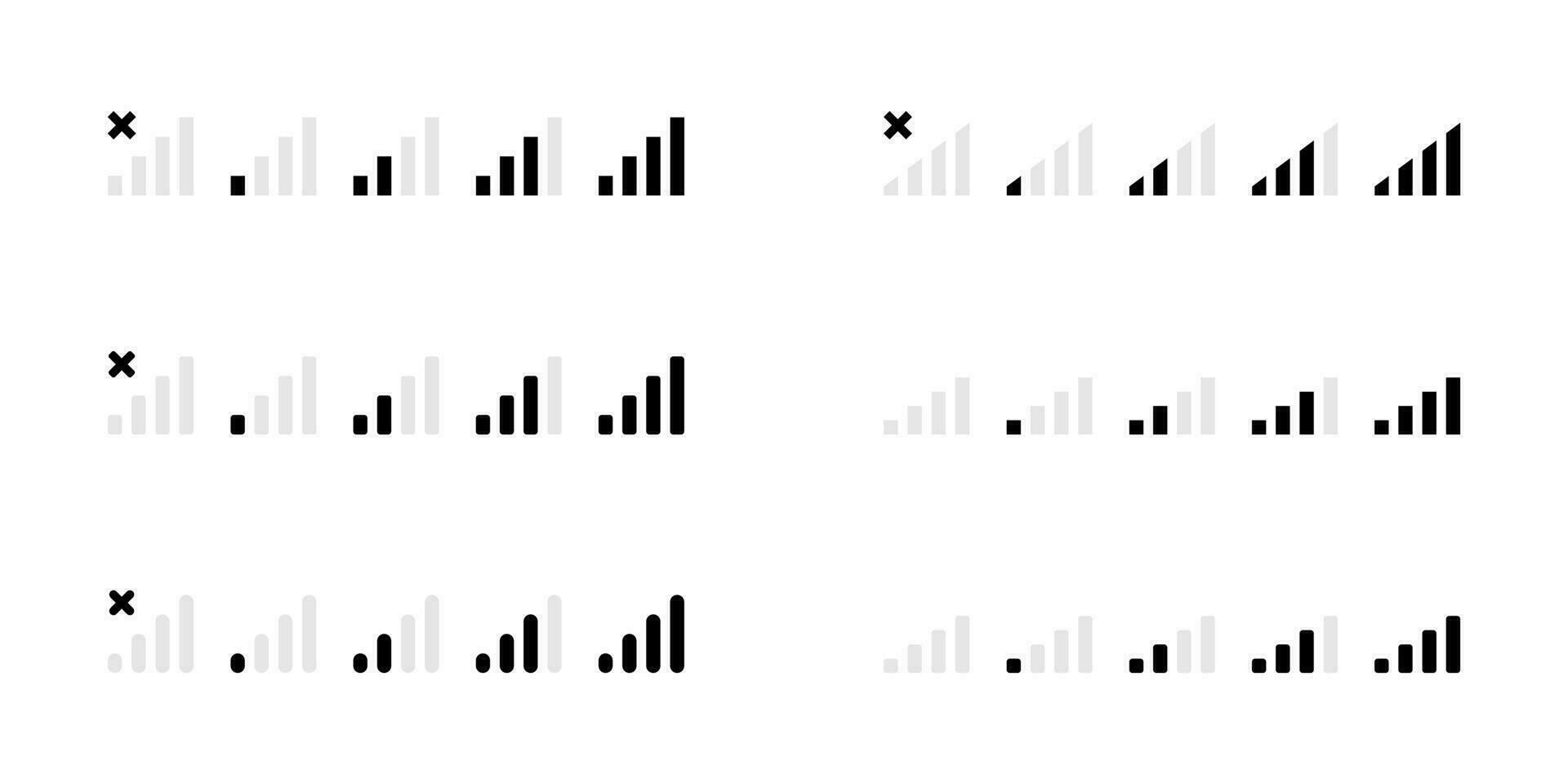 señal bar icono vector conjunto recopilación. móvil teléfono red nivel firmar símbolo