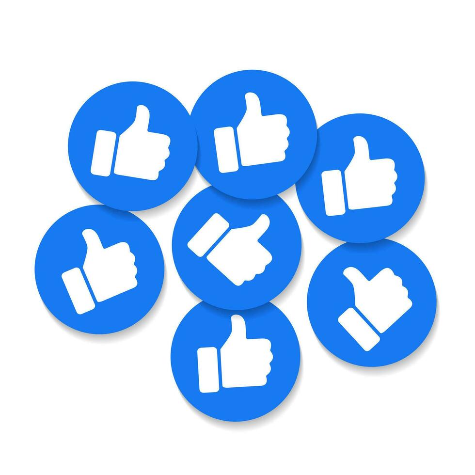 Like button icon vector in stack style. Thumb up of social media