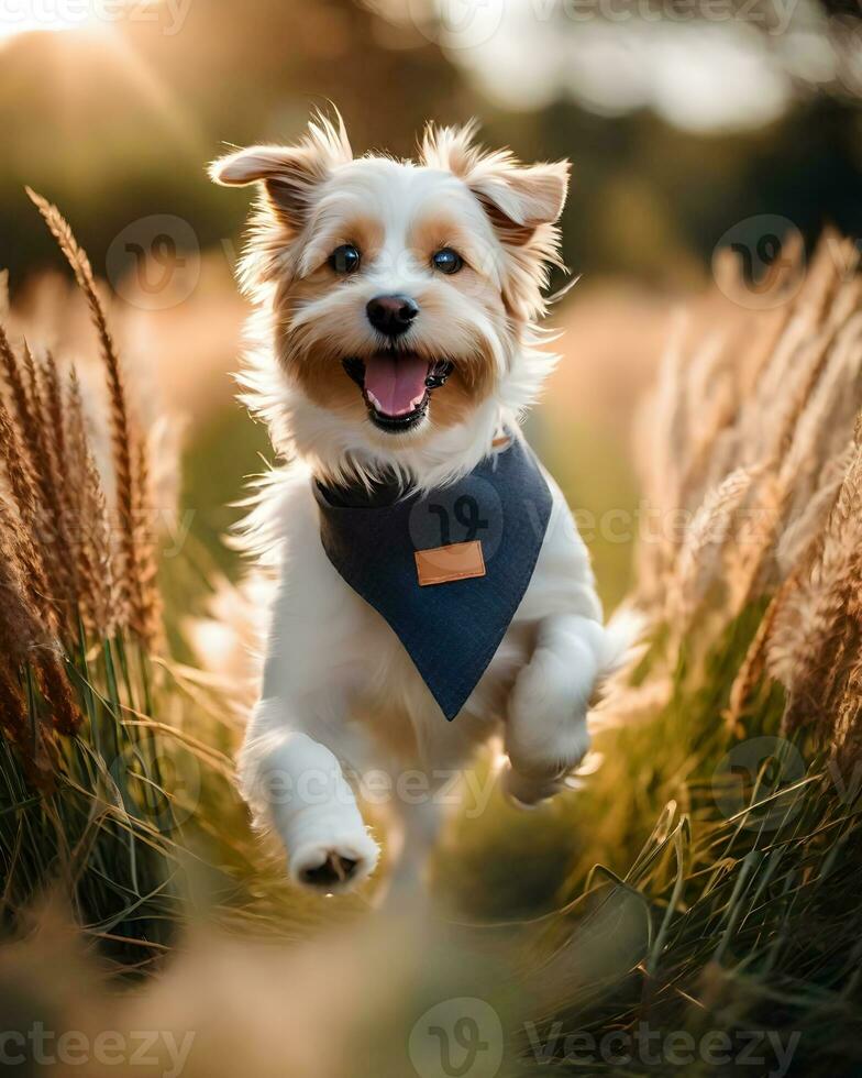 Playful pet portrait in natural surroundings, capturing boundless AI Generative photo