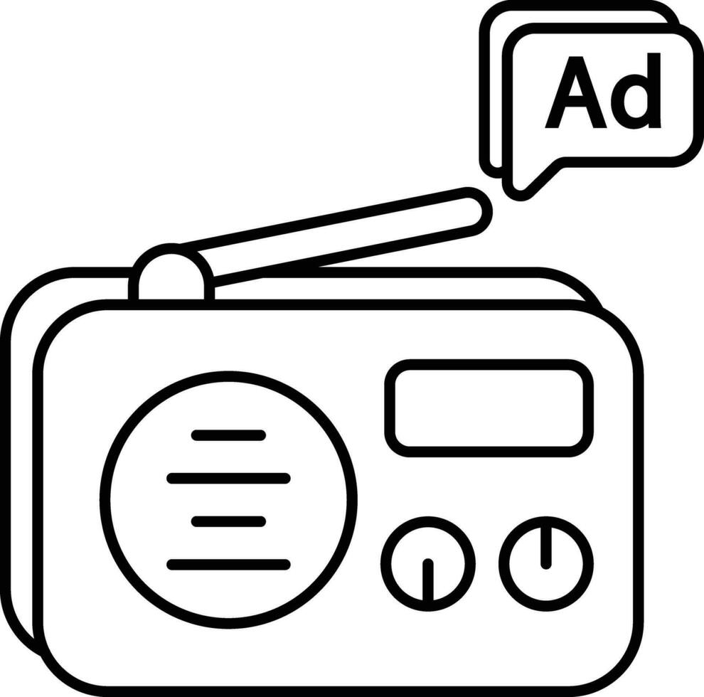 Radio Ads line icons design style vector