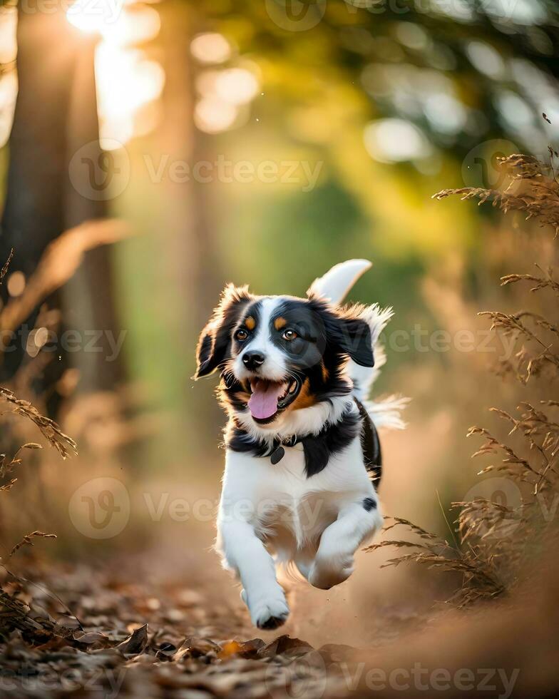 Playful pet portrait in natural surroundings, capturing boundless AI Generative photo